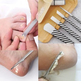 4 Pcs Decorative Foot Knives, Pedicure Knife Set for Ingrown Callus Shaver Feet Nail Correction Pliers Scissors Remover with Storage Bag. (160MM)