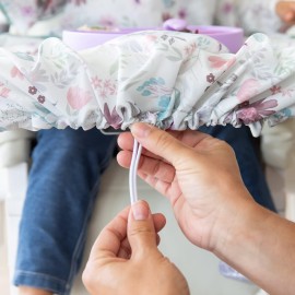 Bumkins Baby Bib and High Chair Cover Combination, for 6-24 Mos, Girl or Boy Toddler, Long Sleeved for Babies, Baby Led Weaning Essentuals for Eating, Feeding Babies, Mess Saving, Floral Gray