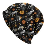 Halloween Skulls and Pumpkins Beanie Chemo Hat Cancer Headwear Knitted Hats Baggy Slouchy Scarf Cap for Adults Women Men