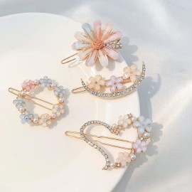 MIAO JIN Hair Clip, 20PCS Rhinestone Flower Hair Clip Bobby Pin, Bling Crystal Love Pins Handmade Metal Headwear Hair Clips for Women\'s and Girls\' Hair Accessories