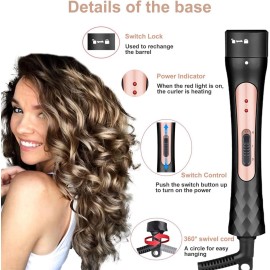 Curling Iron Wand Set, Curling Wand 3 in 1 Hair Curling Wands Interchangeable Ceramic 0.35-1.25inch Barrel Hair Curler, with Heat Resistant Glove