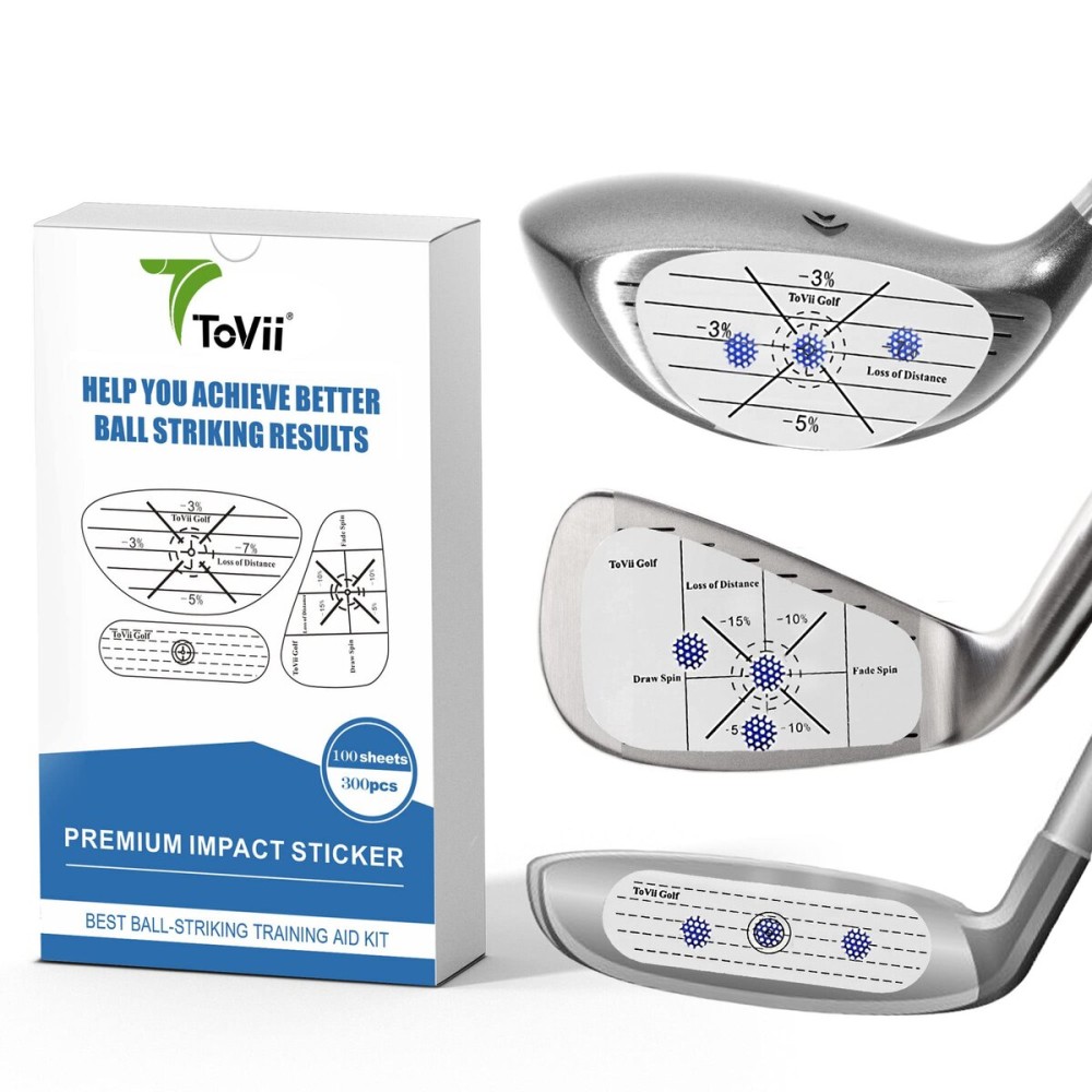 ToVii 300Pcs ~600Pcs Golf Impact Tape Set, Self-Teaching Sweet Spot and Shot Consistency Analysis, Club Impact Stickers for Woods Irons and Putters Golf Accessories for Men