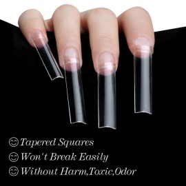 No C curve XXL Square Nail tips size 4,5,6,7 , 600pcs per bag Clear Acrylic Nails Square Shape Nail Tips SITELENABY Flattened Half Cover False Nails for Salon&Home DIY French ABS Nail Art Tips(size 4,5,6,7 for xxl no c square)