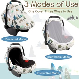 Baby Car Seat Cover, Adventure Mountains Carseat Canopy for Babies, Infant Carseat Cover, Summer Cozy Net Cover, Universal Fit, Breathable