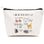 LIBIHUA Crazy Cat Lady Bag-Puss Theme Bag - Gifts for Puss Lovers- Makeup Bag Cosmetic Bag Travel Pouch Present-Six Signs That You Are Secretly a Cat