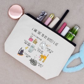 LIBIHUA Crazy Cat Lady Bag-Puss Theme Bag - Gifts for Puss Lovers- Makeup Bag Cosmetic Bag Travel Pouch Present-Six Signs That You Are Secretly a Cat