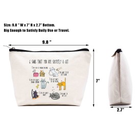 LIBIHUA Crazy Cat Lady Bag-Puss Theme Bag - Gifts for Puss Lovers- Makeup Bag Cosmetic Bag Travel Pouch Present-Six Signs That You Are Secretly a Cat