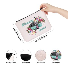 TSOTMO Glamping Gift for Women Clamping Queen Nature Lover Zipper Pouch Makeup Bag (Glamping Queen)