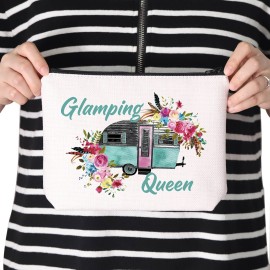 TSOTMO Glamping Gift for Women Clamping Queen Nature Lover Zipper Pouch Makeup Bag (Glamping Queen)