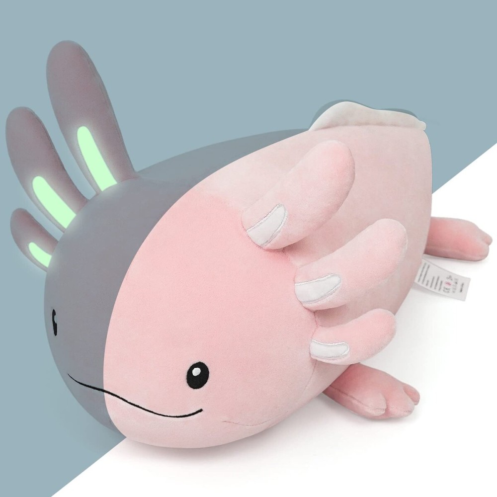 Niuniu Daddy 20 Inch Pink Axolotl Plush Toy - Luminous, Realistic, Cute Stuffed Animal Plushies for Girls & Boys - Glow-in-The-Dark Birthday Gifts