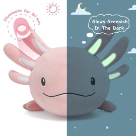 Niuniu Daddy 20 Inch Pink Axolotl Plush Toy - Luminous, Realistic, Cute Stuffed Animal Plushies for Girls & Boys - Glow-in-The-Dark Birthday Gifts