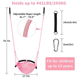 Hi-Na Kids Tree Swing Seat for Kids Rope Swing Seat, Indoor Swing for Kids Outdoor, Backyard Swing Tree Swing Seat Door Swing (Pink)