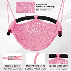 Hi-Na Kids Tree Swing Seat for Kids Rope Swing Seat, Indoor Swing for Kids Outdoor, Backyard Swing Tree Swing Seat Door Swing (Pink)