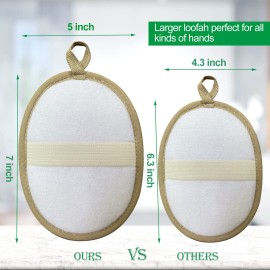 Large Natural Shower Loofah Sponge 7x5 inch, Exfoliating Body Scrubber, Premium Bath Sponge for Women and Men, Natural Luffa Made with Eco-Friendly and Biodegradable Large Lufas Pad 3 Packs