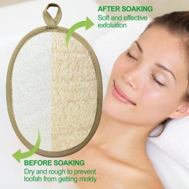 Large Natural Shower Loofah Sponge 7x5 inch, Exfoliating Body Scrubber, Premium Bath Sponge for Women and Men, Natural Luffa Made with Eco-Friendly and Biodegradable Large Lufas Pad 3 Packs