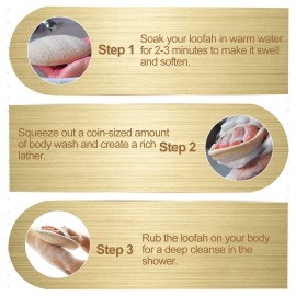 Large Natural Shower Loofah Sponge 7x5 inch, Exfoliating Body Scrubber, Premium Bath Sponge for Women and Men, Natural Luffa Made with Eco-Friendly and Biodegradable Large Lufas Pad 3 Packs
