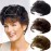 ICRAB Short Curly Real Human Hair Topper with Front Bangs for Women,Breathable Wiglets Hairpieces 5.1x5.5 Large Coverage Women Toupee Clip in Top Wavy Hair Pieces Topper(7,Auburn Brown)