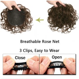 ICRAB Short Curly Real Human Hair Topper with Front Bangs for Women,Breathable Wiglets Hairpieces 5.1x5.5 Large Coverage Women Toupee Clip in Top Wavy Hair Pieces Topper(7,Auburn Brown) ICRAB Short Curly Real Human Hair Topper with Front Bangs for Women,Breathable Wiglets Hairpieces 5.1x5.5 Large Coverage Women Toupee Clip in Top Wavy Hair Pieces Topper(7,Auburn Brown)