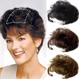 ICRAB Short Curly Real Human Hair Topper with Front Bangs for Women,Breathable Wiglets Hairpieces 5.1x5.5 Large Coverage Women Toupee Clip in Top Wavy Hair Pieces Topper(7,Dark Brown) ICRAB Short Curly Real Human Hair Topper with Front Bangs for Women,Breathable Wiglets Hairpieces 5.1x5.5 Large Coverage Women Toupee Clip in Top Wavy Hair Pieces Topper(7,Dark Brown)