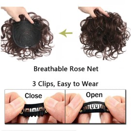 ICRAB Short Curly Real Human Hair Topper with Front Bangs for Women,Breathable Wiglets Hairpieces 5.1x5.5 Large Coverage Women Toupee Clip in Top Wavy Hair Pieces Topper(7,Dark Brown) ICRAB Short Curly Real Human Hair Topper with Front Bangs for Women,Breathable Wiglets Hairpieces 5.1x5.5 Large Coverage Women Toupee Clip in Top Wavy Hair Pieces Topper(7,Dark Brown)
