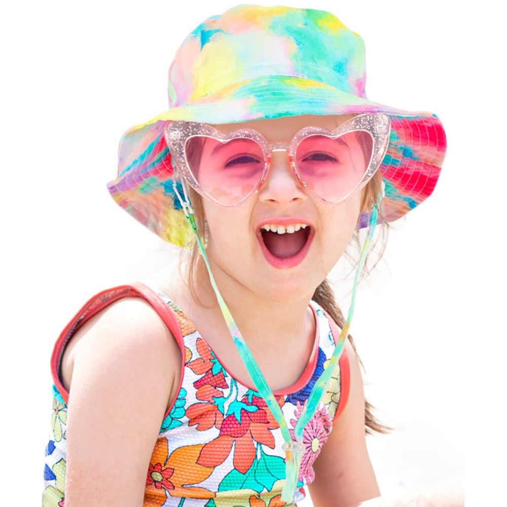 Baby Sun Hat Kids Summer UPF 50+ Toddler Bucket Hat Outdoor Adjustable Beach Hat Wide Brim for Boys Girls, Rainbow 6-10 Years