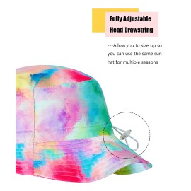Baby Sun Hat Kids Summer UPF 50+ Toddler Bucket Hat Outdoor Adjustable Beach Hat Wide Brim for Boys Girls, Rainbow 6-10 Years