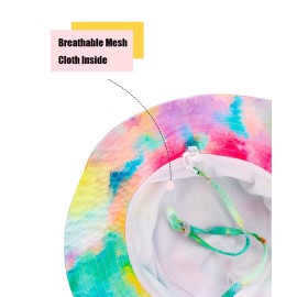 Baby Sun Hat Kids Summer UPF 50+ Toddler Bucket Hat Outdoor Adjustable Beach Hat Wide Brim for Boys Girls, Rainbow 6-10 Years