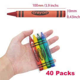 Lucky Art Crayonology 40 Sets of 4 Packs (160 count) Large Size Crayons - Mini Crayon Packs Non-Toxic for Kids Party Favors, School Supplies for Teachers & Travel Crayons