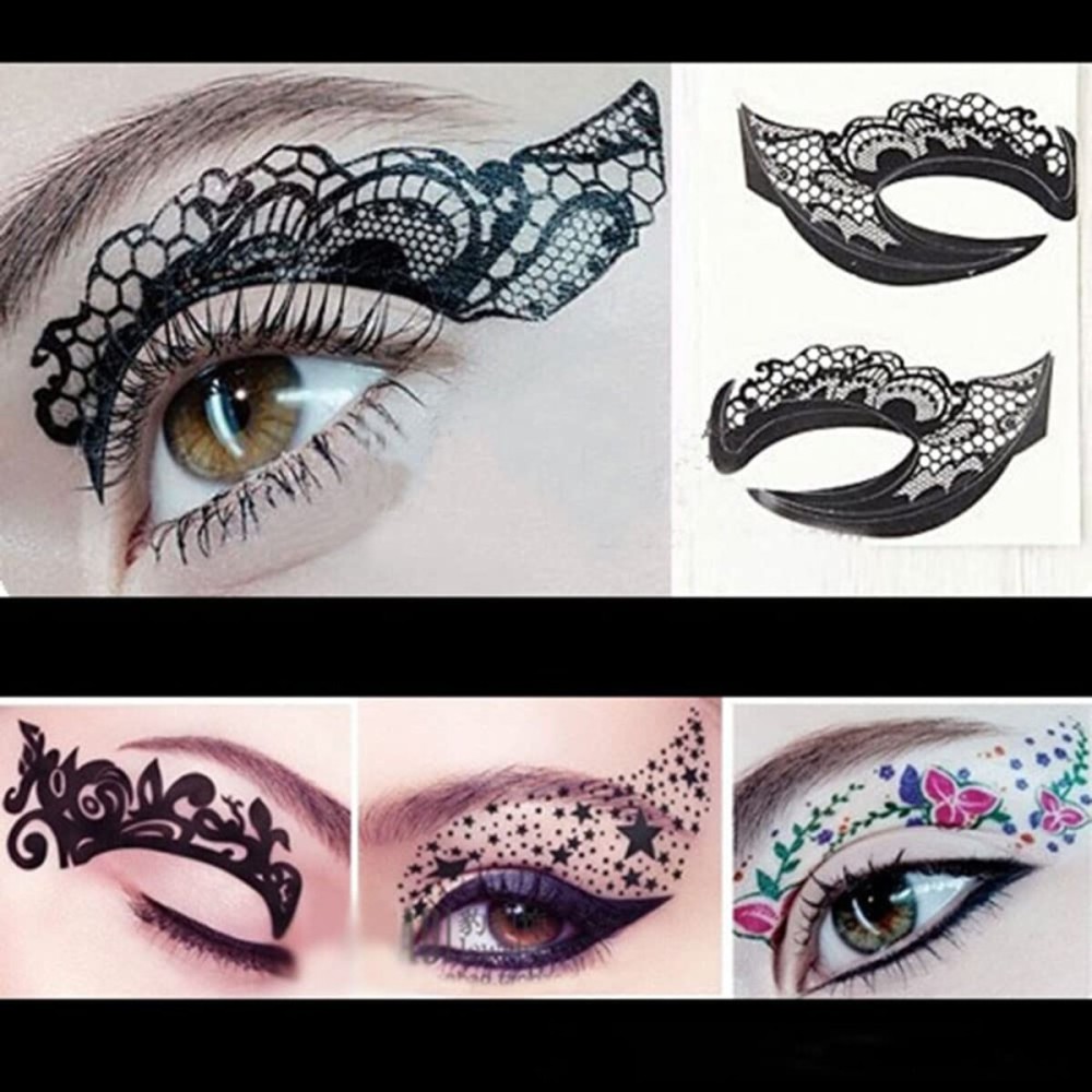 Temporary Eye Tattoo Makeup Transfer Stickers - 20pcs / 10 Pairs - Party Lace Stickers for Face