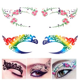 Temporary Eye Tattoo Makeup Transfer Stickers - 20pcs / 10 Pairs - Party Lace Stickers for Face