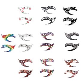 Temporary Eye Tattoo Makeup Transfer Stickers - 20pcs / 10 Pairs - Party Lace Stickers for Face