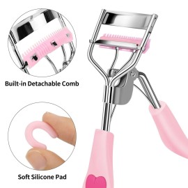 Zowor Eyelash Curler with 5PCS Silicone Refill Pad Fit All Eye Shape Curved Eyelash Curler,Natural and Long Lasting Lash Curler for Women Make Up Gift(Light Pink) Zowor Eyelash Curler with 5PCS Silicone Refill Pad Fit All Eye Shape Curved Eyelash Curler,Natural and Long Lasting Lash Curler for Women Make Up Gift(Light Pink)
