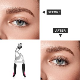 Zowor Eyelash Curler with Comb Fit All Eye Shape Curved Eyelash Curlers,Natural and Long Lasting Lash Curler for Women Make Up Gift(Black)