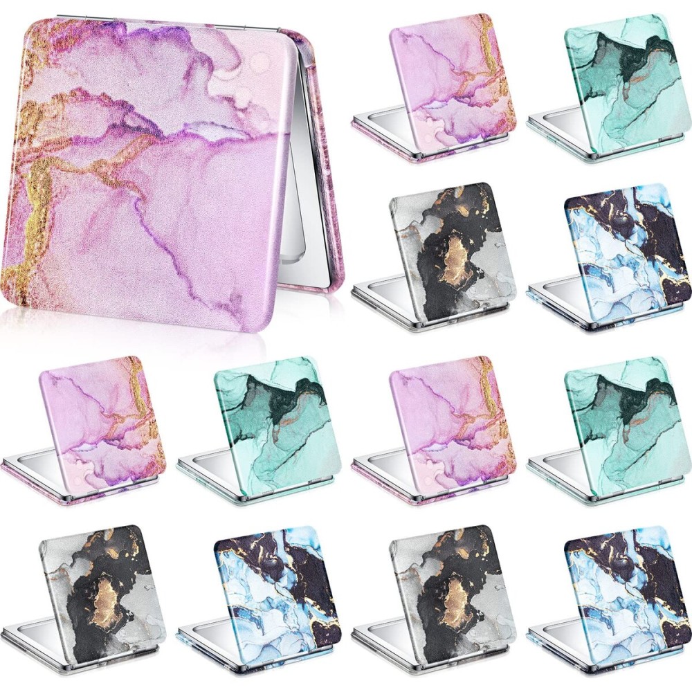 Cindeer 20 Pcs Compact Mirror Bulk Small Purse Portable Pocket Hand Double Sided Magnifying Makeup Mirror Square with 2X 1x Magnification for Girls Woman Mother Travel