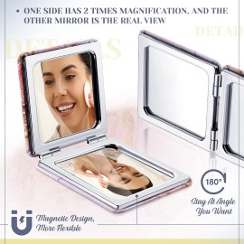 Cindeer 20 Pcs Compact Mirror Bulk Small Purse Portable Pocket Hand Double Sided Magnifying Makeup Mirror Square with 2X 1x Magnification for Girls Woman Mother Travel