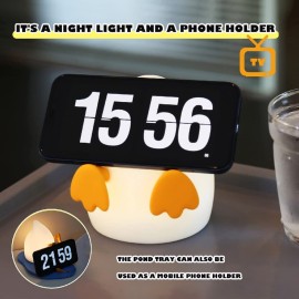WATSAVPUP PP Duck Night Light,Cute Silicone Bedside Lamp USB Rechargeable Timer Light Funny lamp with Pond Tray and Accessories lamp Kids Room Decor