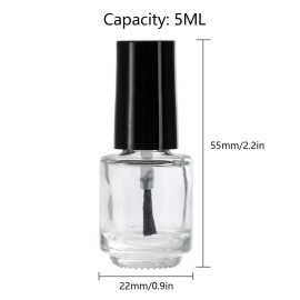ZENFUN 50 Pack 5 ml Empty Nail Polish Bottles with Brush Cap, Clear Nail Polish Containers with 6 Funnel in Bulk, Glass Refillable Nail Bottles for Nail Art, Samples