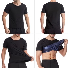 Sauna Shirt for Men Short Sleeve Mens Sauna Suit Sweat Body Shaper Compression Vest Gym Exercise Top