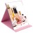 ZBEIVAN 10x7 Inches Portable Folding Makeup Mirror, Frameless PU Leather Desk Mirror with Stand for Camping Travel Tabletop Personal, Pink