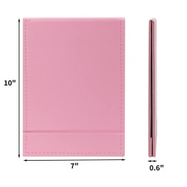 ZBEIVAN 10x7 Inches Portable Folding Makeup Mirror, Frameless PU Leather Desk Mirror with Stand for Camping Travel Tabletop Personal, Pink ZBEIVAN 10x7 Inches Portable Folding Makeup Mirror, Frameless PU Leather Desk Mirror with Stand for Camping Travel Tabletop Personal, Pink
