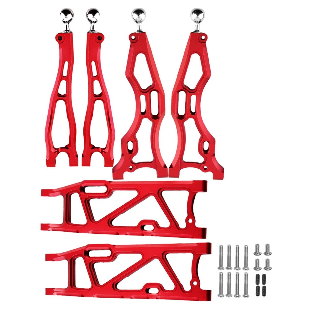 RCMYou Upgrades Suspension Arms for 1/8 Arrma Kraton 6S BLX,Outcast 6S BLX,Talion 6S BLX,Notorious 6S BLX,Aluminum Front Rear A Arms & Lower Upper Swing A-Arm Set Hops up w/Pivot Balls,6pcs,Red