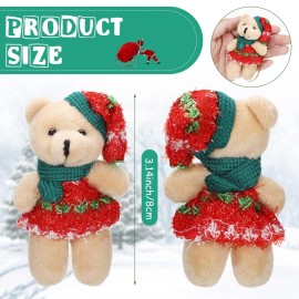 28 Pieces 3 Inches Christmas Stuffed Animal Toys Small Animal Plush Key Chain Plush Animal Toy Set for Christmas Tree Decorations, Stocking Stuffing, Party Gifts (Plaid Style)