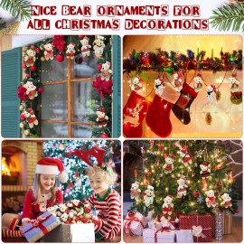 28 Pieces 3 Inches Christmas Stuffed Animal Toys Small Animal Plush Key Chain Plush Animal Toy Set for Christmas Tree Decorations, Stocking Stuffing, Party Gifts (Plaid Style)