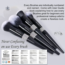 Bueart Design 16Pcs Premium Quality Labeled Pro Makeup Brushes Set with Foundations Powder Blush Concealer Blending Eyeshadow Contour Brush Bueart Design 16Pcs Premium Quality Labeled Pro Makeup Brushes Set with Foundations Powder Blush Concealer Blending Eyeshadow Contour Brush