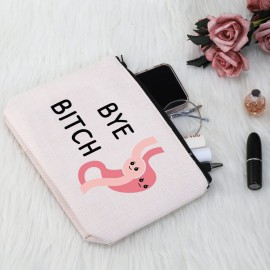 G2TUP Surgery Awareness Makeup Bag Gastric Sleeve Bariatric VSG Cosmetic Gift Travel Bag (Bye B*tch White Bag)