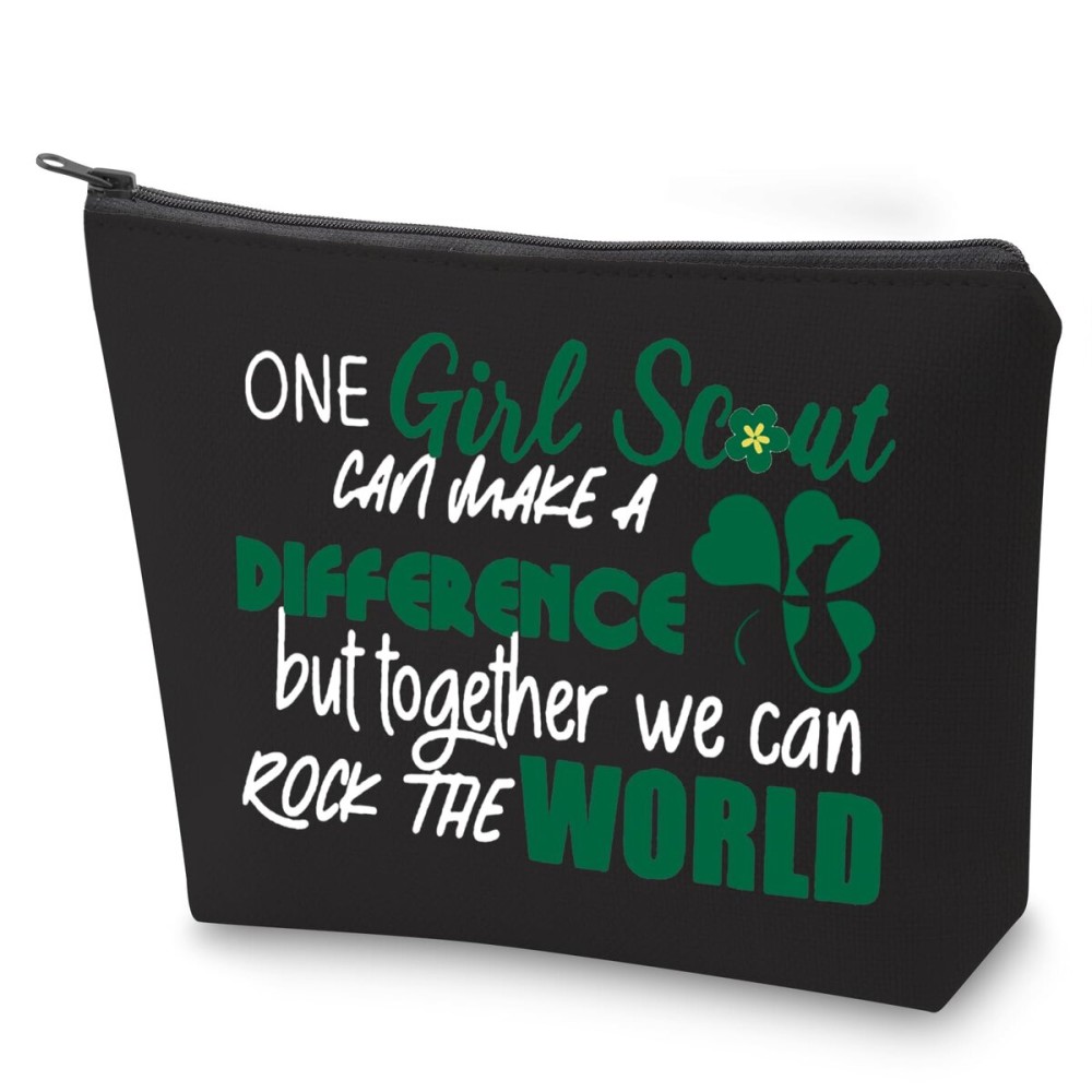 ZJXHPO Scout Cosmetic Bag Gift Scout Inspirational Gifts One Can Make A Difference But Together We Can Rock The World Makeup Bag (BL One)