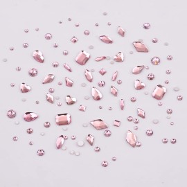 Tisslan 820pcs Pink Flatback Nail Art Shape Rhinestones Mixed Size 1.5-5mm Round Glass Nail Crystals Diamonds Stones Gems for Nail Art Makeup Clothes Shoes Crafts