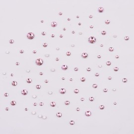 Tisslan 820pcs Pink Flatback Nail Art Shape Rhinestones Mixed Size 1.5-5mm Round Glass Nail Crystals Diamonds Stones Gems for Nail Art Makeup Clothes Shoes Crafts