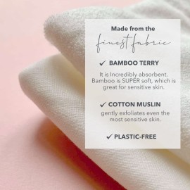 Baie Botanique Dual Action Facial Cloth - Luxury Cotton Muslin and Rayon Ultra-Soft Terry - 100% Natural