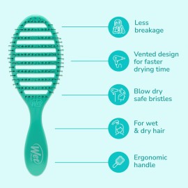 Wet Brush Speed Dry Hair Brush, Amazon Exclusive Aqua, Vented Design & Soft HeatFlex Bristles, Blow Dry Safe, Ergonomic Handle Manages Tangles & Uncontrollable Strands, Pain-Free Hair Accessories
